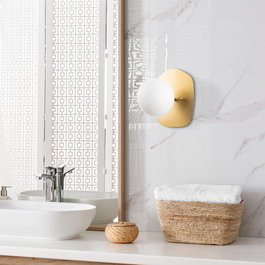 Opviq Well - 11670 Lámpara de pared dorada con tapa de cristal